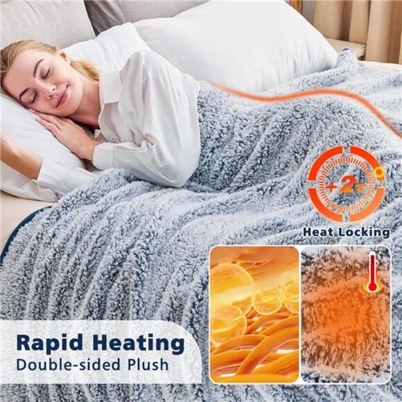 Soft Sherpa Throw Blanket Fleece Reversible Plush Fluffy Blanket, Light - Picture 2 of 7